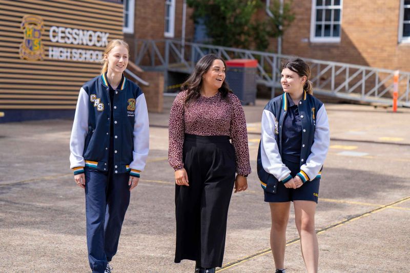 Three women walking together