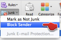 Block sender Mac OS X