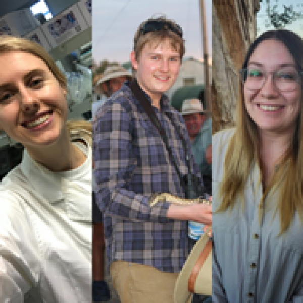 A collage of three previous scholarship recipients