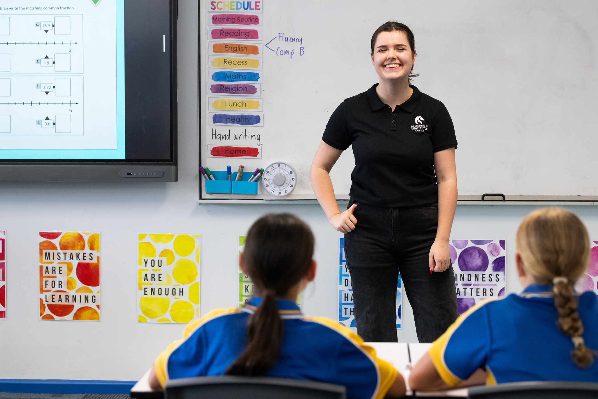Proud Wiradjuri woman and Education student, Millie Mills, teaching in a classroom