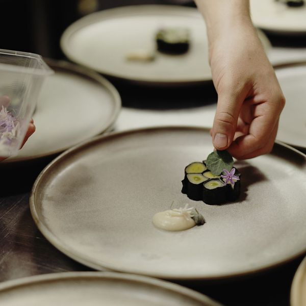 A close up on a sushi dish