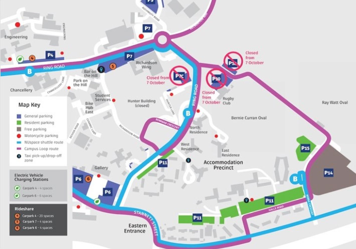 Map of designated parking areas