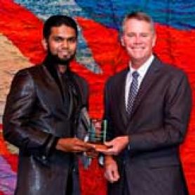 Mohamed Ehsan Ebrahim and Andrew Stoner. Newcastle student named NSW International Student of the Year