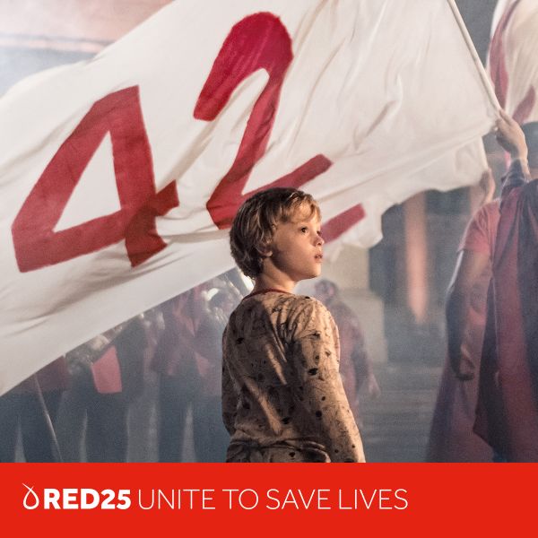 RED25 unite to save lives. What do the number 42 and donated blood have in common?
