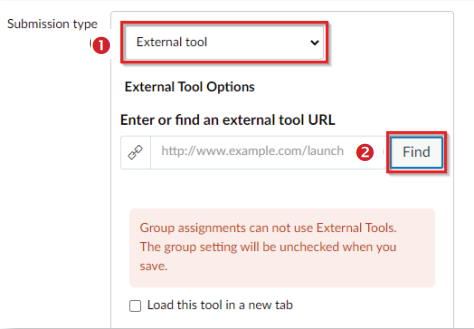 Screenshot of adding Padlet into an Assignment in Canvas