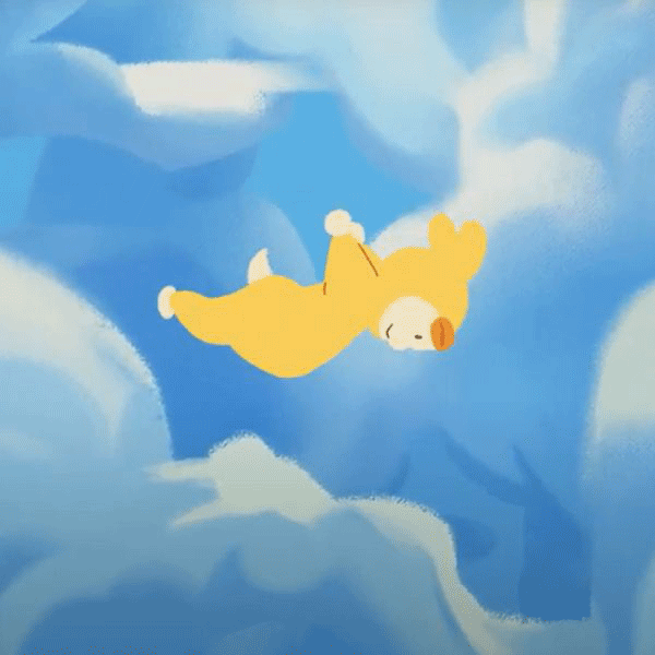 Still from the animation of a chicken falling from the sky. Visual Communication and Animation students take away first prize at national animation competition