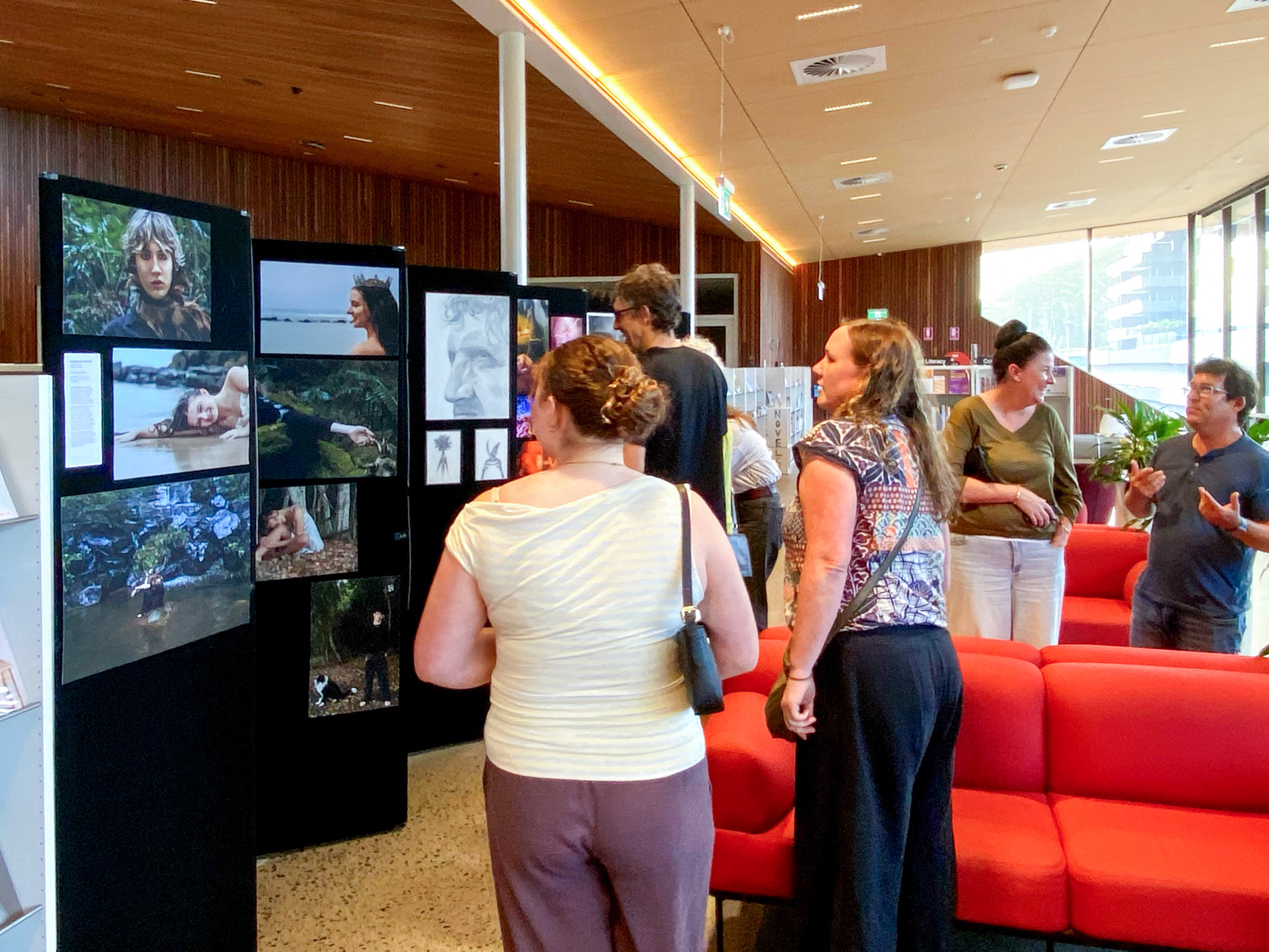 Crowd looking through exhibition