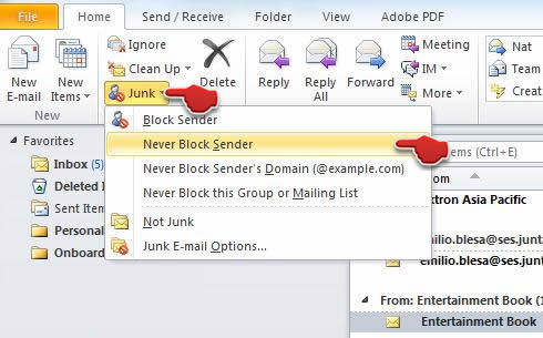 never block sender