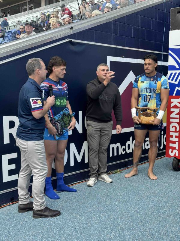 Nathan Towney doing the coin toss for the 2026 Indigenous Round