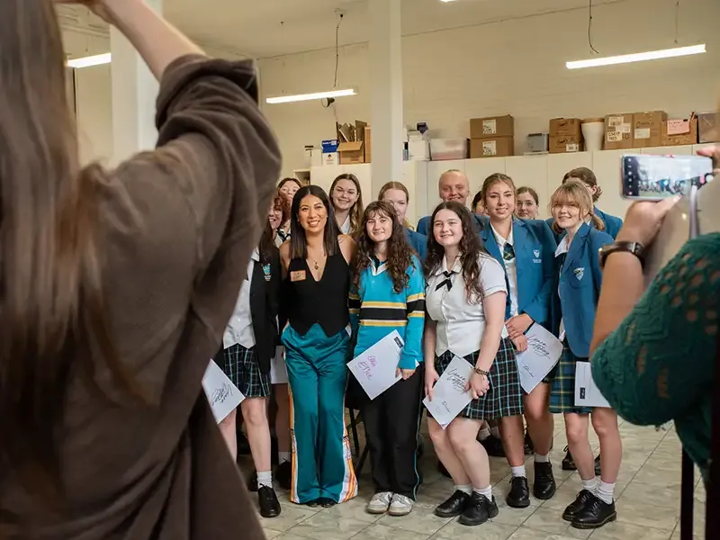 A group of students posing together for a photo.