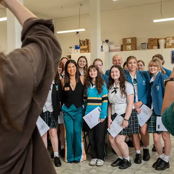 A group of students posing together for a photo.