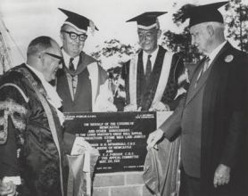 Laying the Great Hall Foundation stone in 1971
