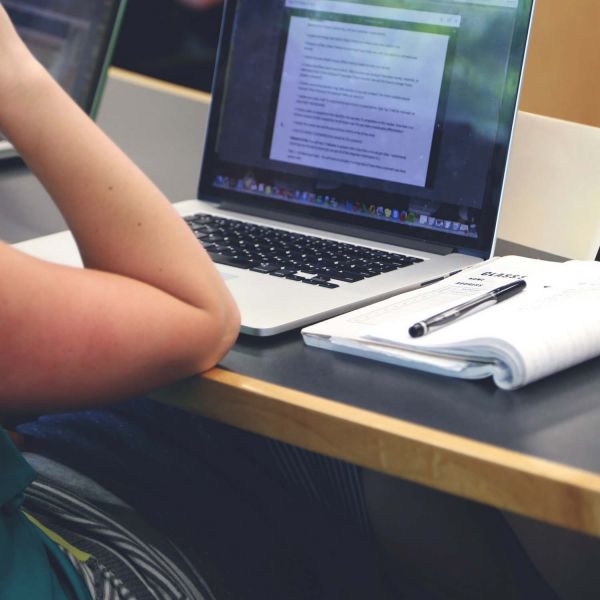 student at computer. First year BA students offer opinions on their future in the workplace