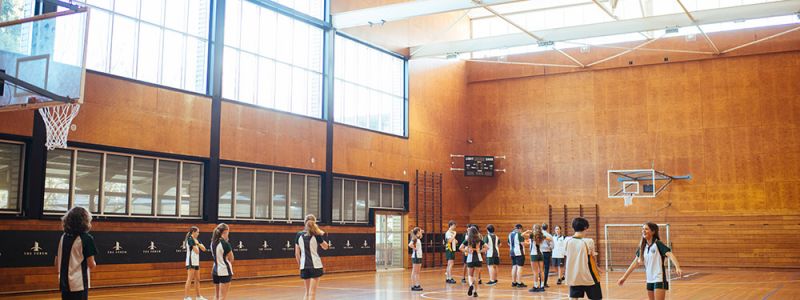 Basketball court at the Forum