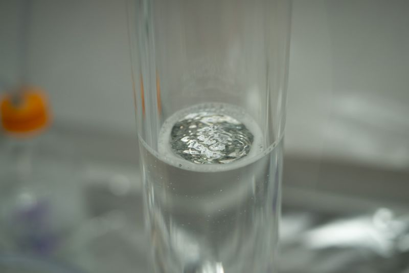 bubbles in a glass test tube