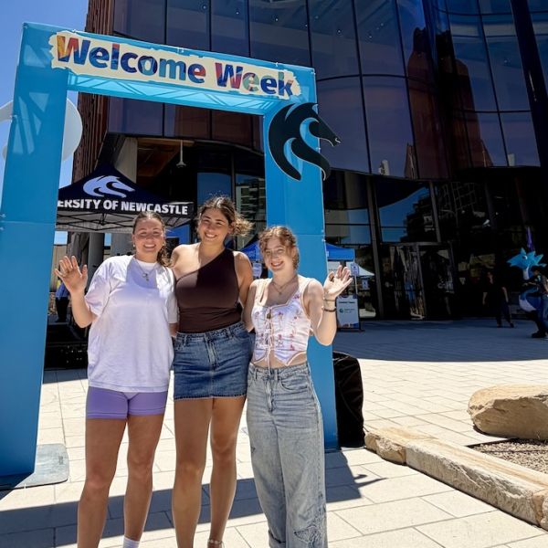 Students at the Welcome Week Expo at Gosford Central 
