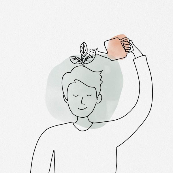 A sketch of a man watering himself