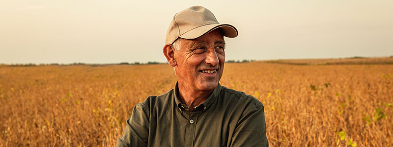 A farmer in a field