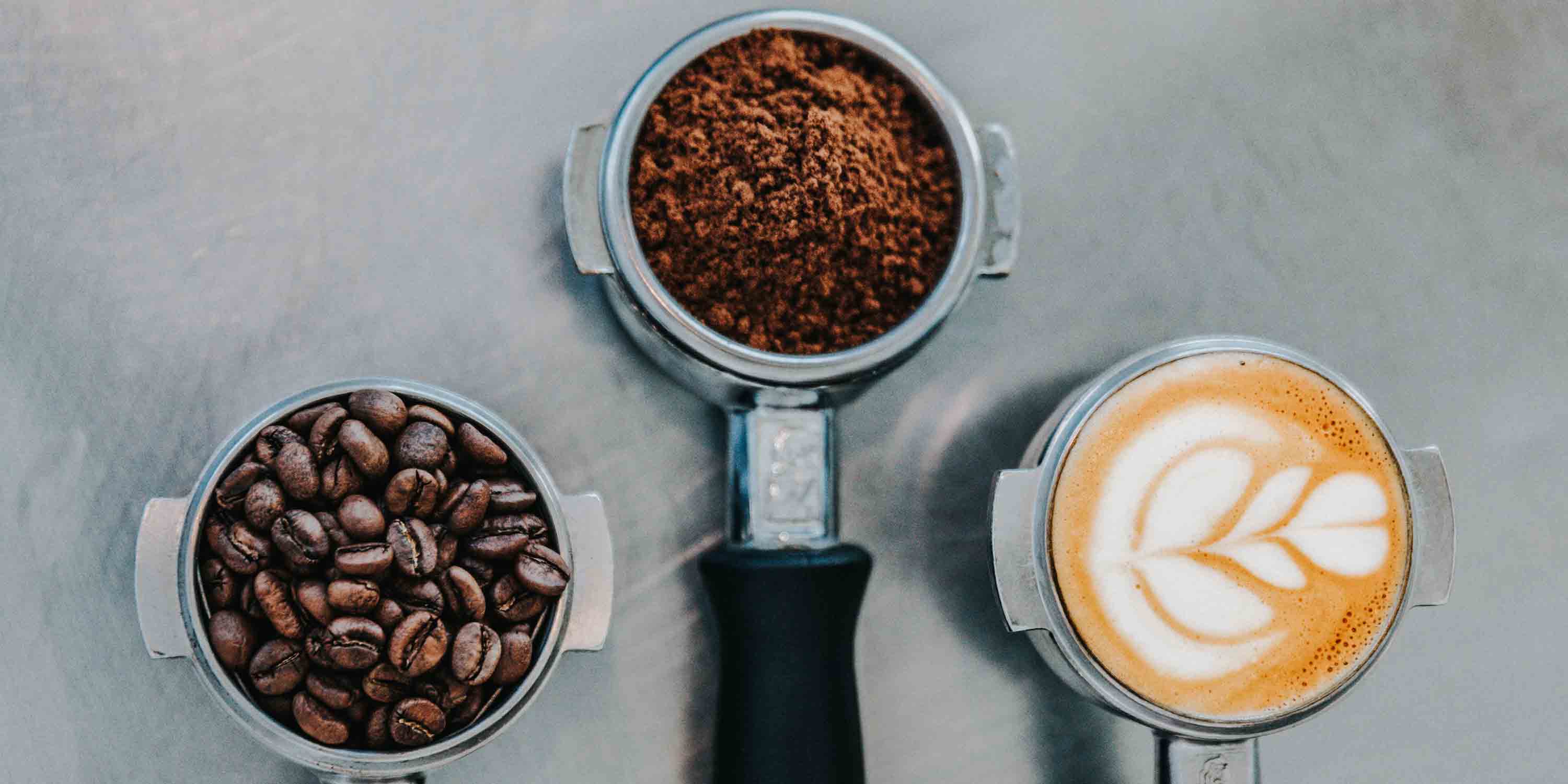 Three coffee machine drips, showcasing the different stages of making coffee
