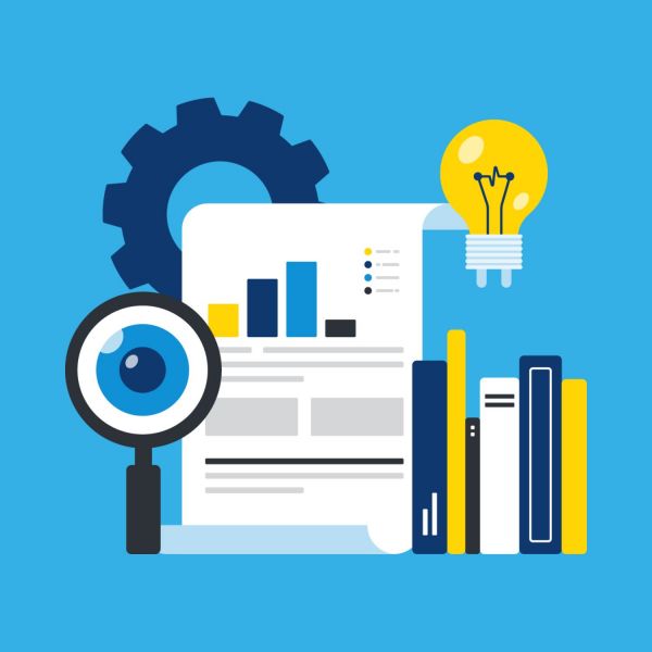 Colourful illustration with different books, a lightbulb and a magnifying glass on blue background. Open Research Newcastle Launch: Free Access to University of Newcastle Research .
