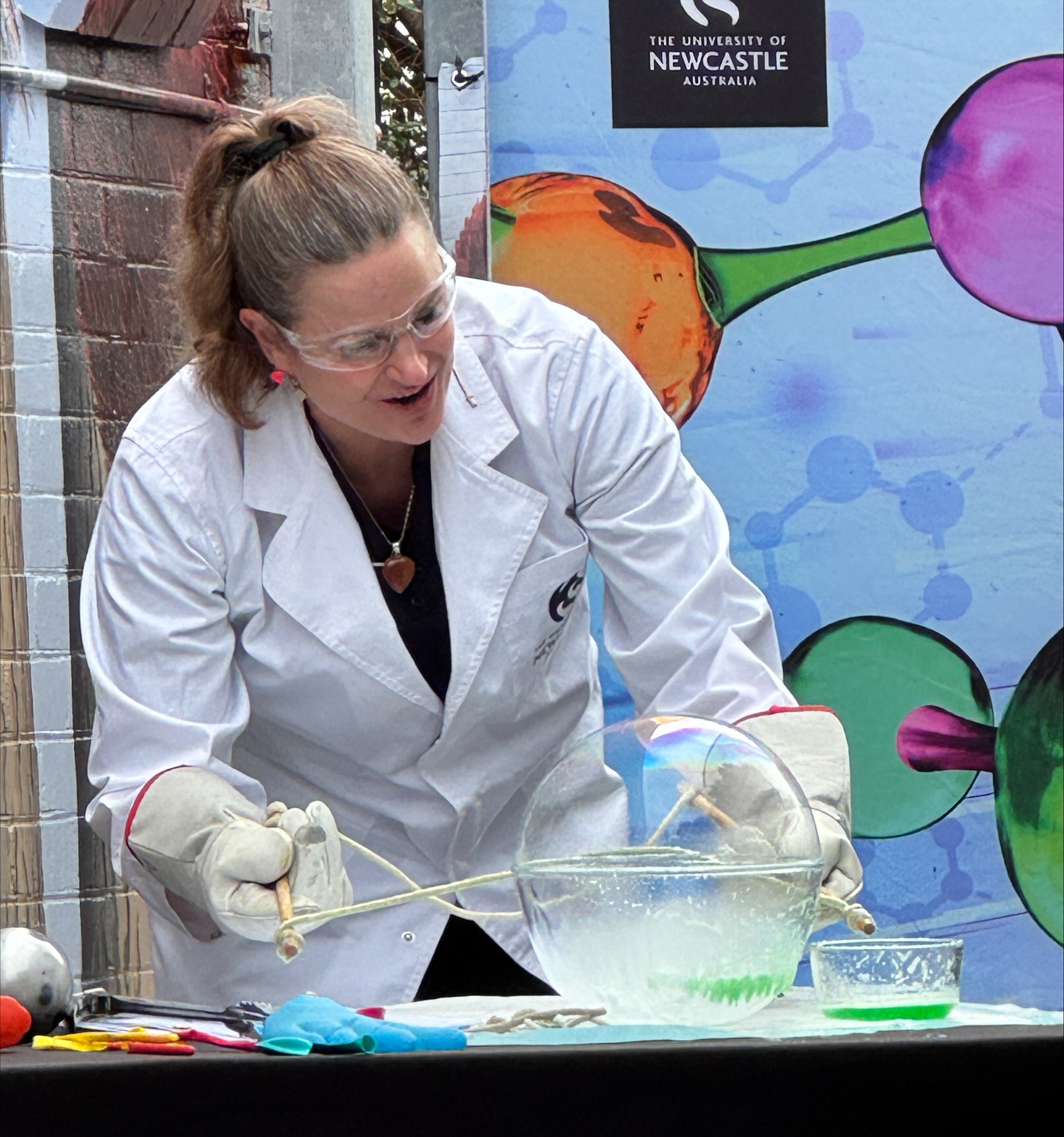 Megan creating bubble