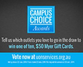 Text graphic describing campus choice awards. 2014 Campus Choice Awards