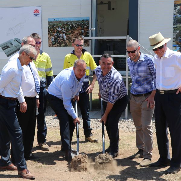 Deputy Premier and Minister for Regional NSW John Barilaro and the Member for the Upper Hunter Michael Johnsen turn the first sod.