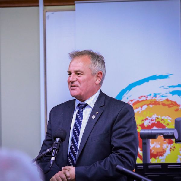 Speaker welcoming guests to the University of Newcastle